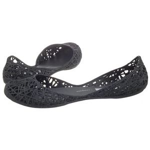 Melissa Women Black Gray Glitter Metallic Campana Zigzag Ballet Flats Size 8